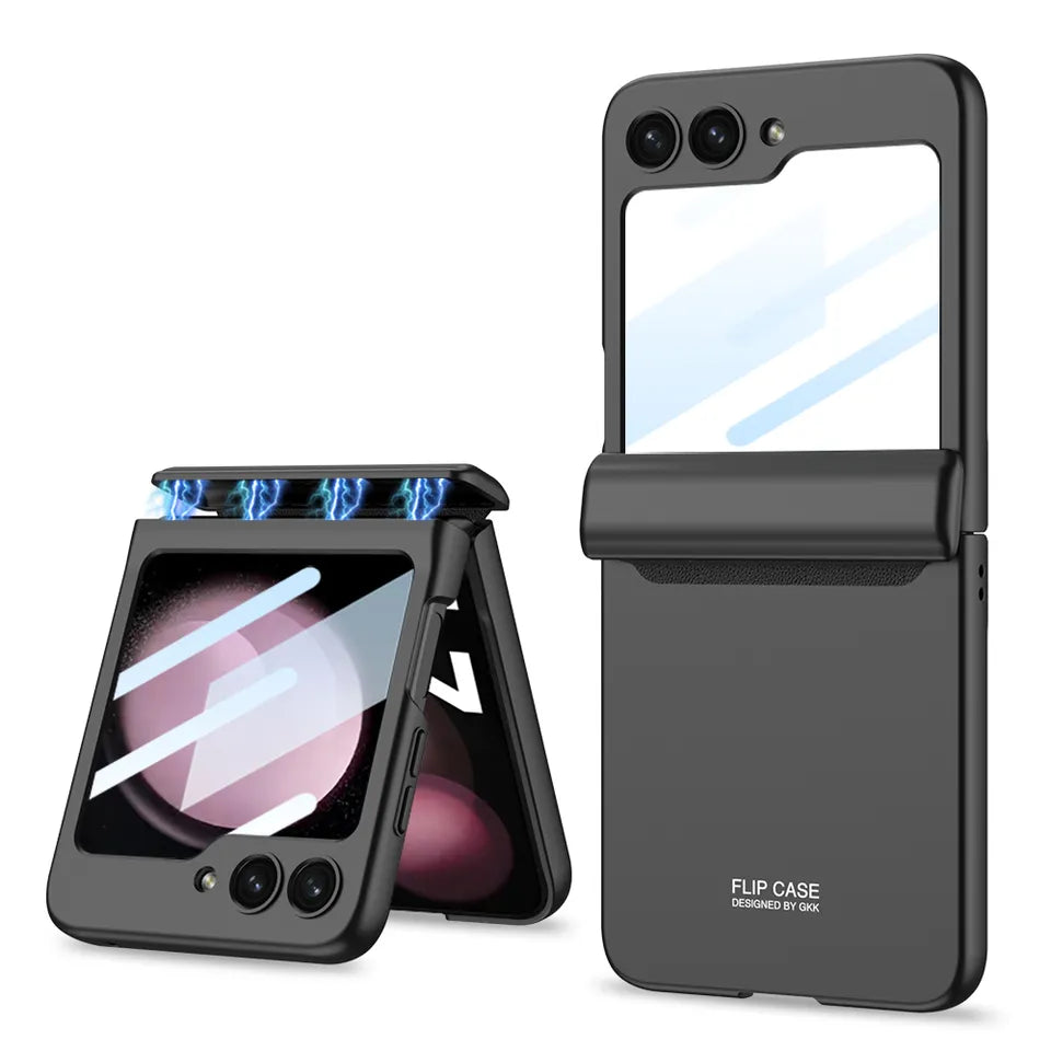 Magnetic Folding All-Inclusive Shell Case With Front Glass For Galaxy Z Flip 5, 6