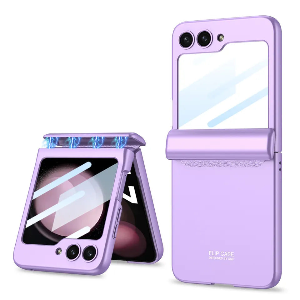 Magnetic Folding All-Inclusive Shell Case With Front Glass For Galaxy Z Flip 5, 6