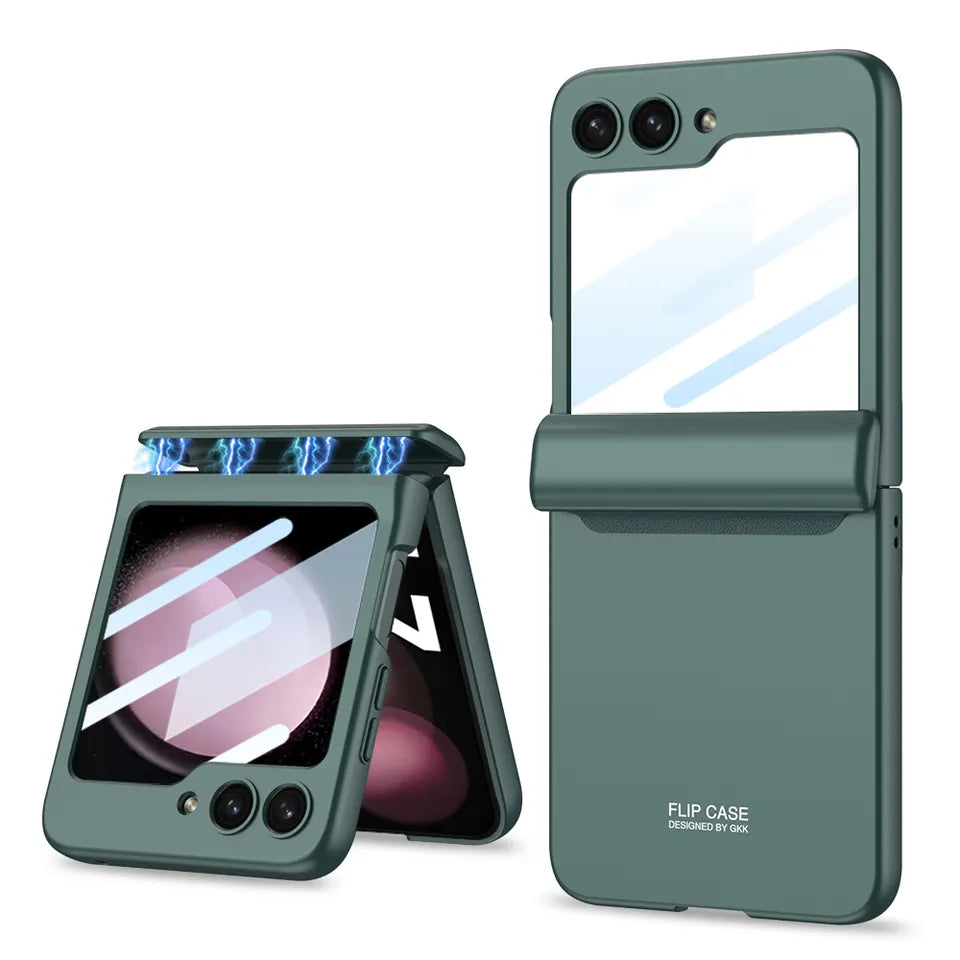 Magnetic Folding All-Inclusive Shell Case With Front Glass For Galaxy Z Flip 5, 6