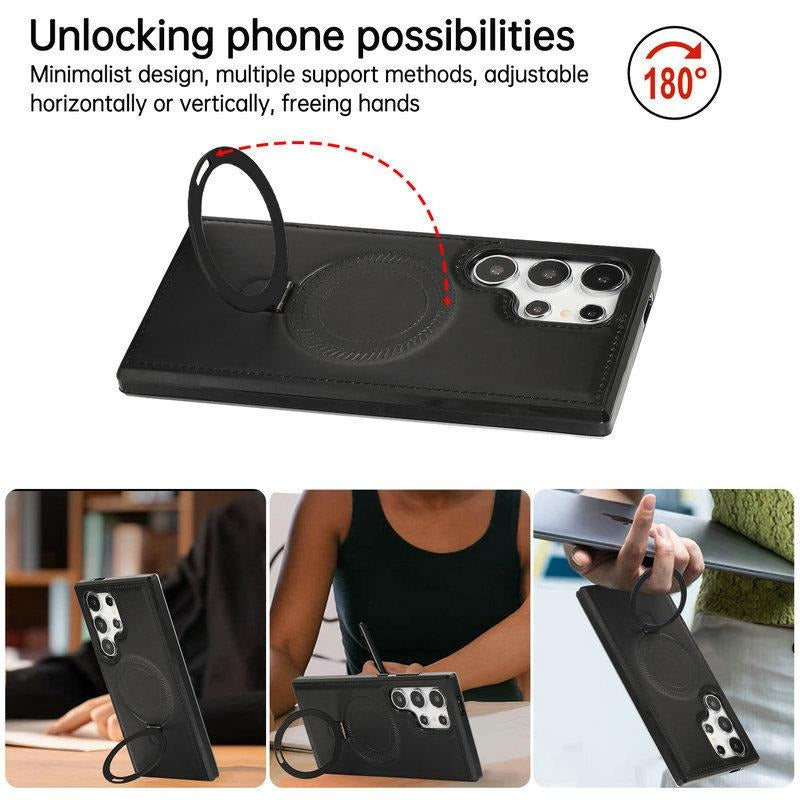 Magnetic Foldable KickStand Leather Case For Samsung